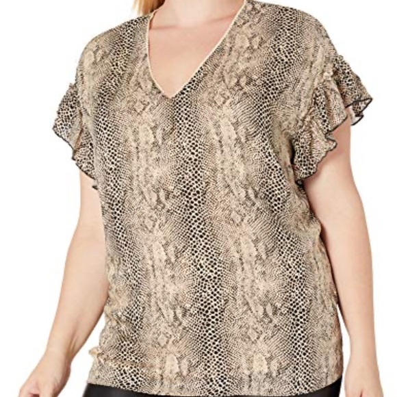 Jessica Simpson Animal Print V-Neck Blouse - Picture 1 of 8